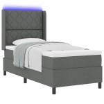 vidaXL Pat cu arcuri cu saltea Gri închis 90 x 200 cm țesătură vidaXL Pat cu arcuri cu saltea Gri închis 90 x 200 cm țesătură