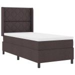 vidaXL Pat cu arcuri cu saltea Maro închis 90 x 200 cm țesătură vidaXL Pat cu arcuri cu saltea Maro închis 90 x 200 cm țesătură