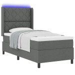 vidaXL Pat cu arcuri cu saltea Gri închis 100 x 200 cm țesătură vidaXL Pat cu arcuri cu saltea Gri închis 100 x 200 cm țesătură