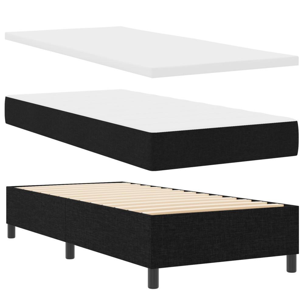 vidaXL Pat cu arcuri cu saltea Negru 100 x 200 cm țesătură