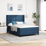 vidaXL <strong>Pat cu saltea cu arcuri și LED Albastru 140x200 cm</strong> - Țesătură vidaXL <strong>Pat cu saltea cu arcuri și LED Albastru 140x200 cm</strong> - Țesătură