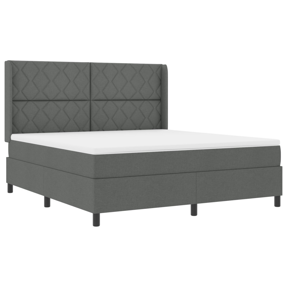 vidaXL Pat cu arcuri cu saltea Gri închis 180 x 200 cm țesătură