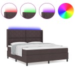 vidaXL Pat cu arcuri cu saltea Maro închis 180 x 200 cm țesătură vidaXL Pat cu arcuri cu saltea Maro închis 180 x 200 cm țesătură