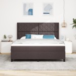 vidaXL Pat cu arcuri cu saltea Maro închis 180 x 200 cm țesătură vidaXL Pat cu arcuri cu saltea Maro închis 180 x 200 cm țesătură