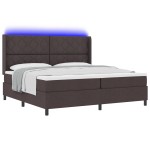 vidaXL Pat cu arcuri cu saltea Maro închis 200 x 200 cm țesătură vidaXL Pat cu arcuri cu saltea Maro închis 200 x 200 cm țesătură