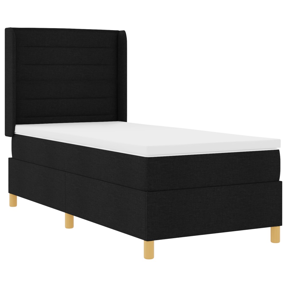 vidaXL Pat cu arcuri cu saltea Negru 100 x 200 cm țesătură