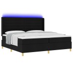vidaXL Pat cu arcuri cu saltea Negru 200 x 200 cm țesătură