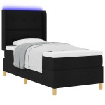 vidaXL Pat cu arcuri cu saltea Negru 80 x 200 cm țesătură vidaXL Pat cu arcuri cu saltea Negru 80 x 200 cm țesătură