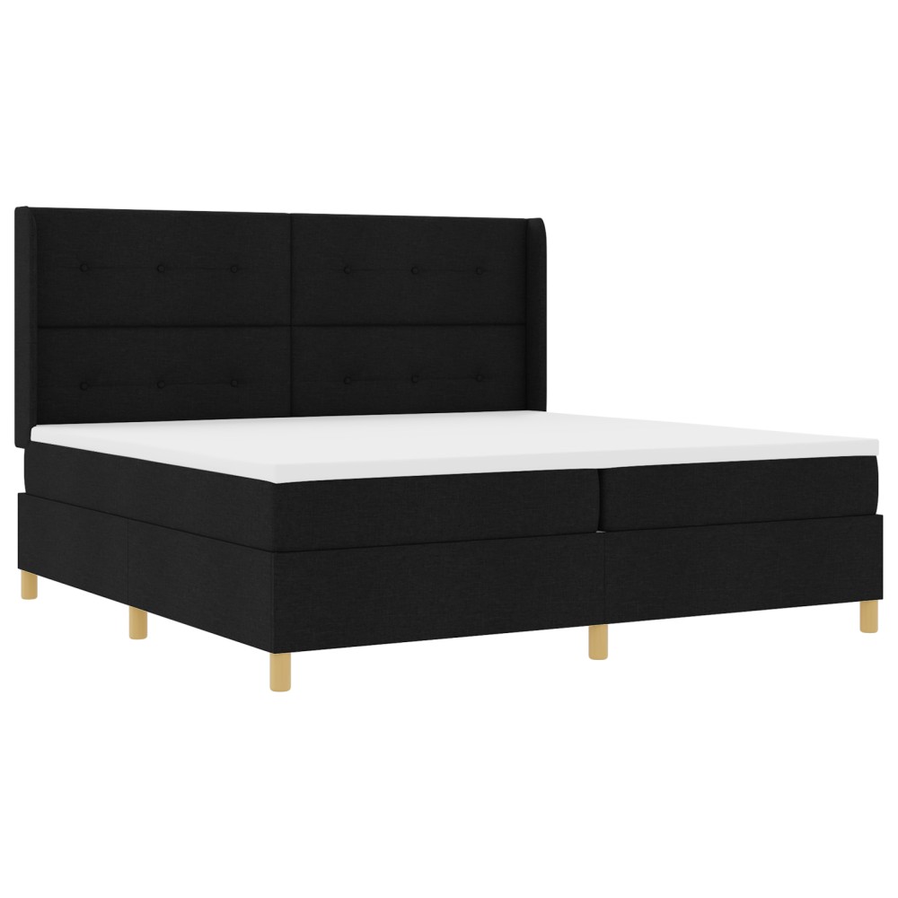 vidaXL Pat cu arcuri cu saltea Negru 200 x 200 cm țesătură