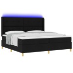 vidaXL Pat cu arcuri cu saltea Negru 200 x 200 cm țesătură vidaXL Pat cu arcuri cu saltea Negru 200 x 200 cm țesătură
