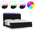 vidaXL Pat cu arcuri cu saltea Negru 200 x 200 cm țesătură vidaXL Pat cu arcuri cu saltea Negru 200 x 200 cm țesătură