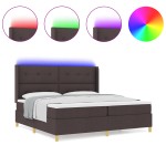 vidaXL Pat cu arcuri cu saltea Maro 200 x 200 cm țesătură vidaXL Pat cu arcuri cu saltea Maro 200 x 200 cm țesătură