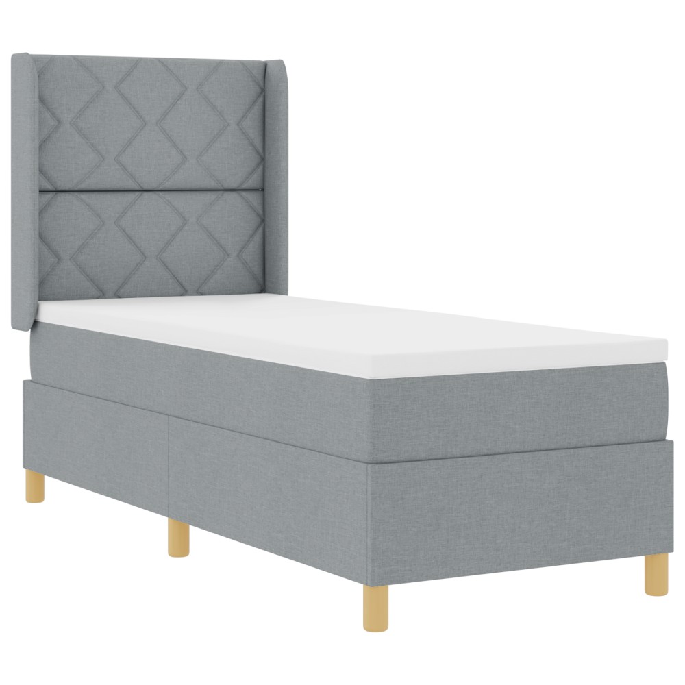 vidaXL Pat cu arcuri cu saltea Gri deschis 80 x 200 cm țesătură