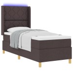vidaXL Pat cu arcuri cu saltea Maro 80 x 200 cm țesătură vidaXL Pat cu arcuri cu saltea Maro 80 x 200 cm țesătură