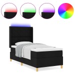 vidaXL Pat cu arcuri cu saltea Negru 100 x 200 cm țesătură vidaXL Pat cu arcuri cu saltea Negru 100 x 200 cm țesătură
