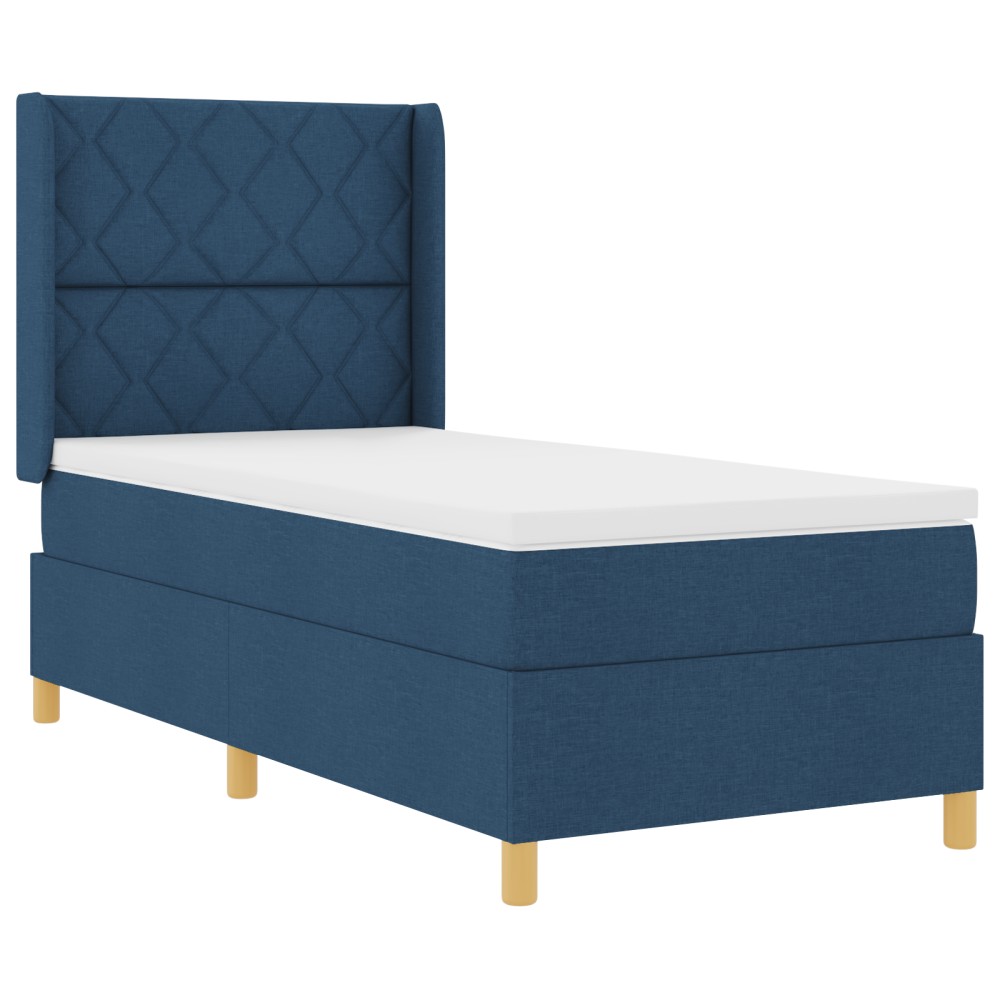 Pat cu somieră vidaXL cu saltea și LED albastru 100x200 cm din țesătură
