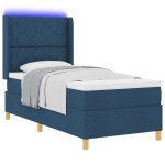 Pat cu somieră vidaXL cu saltea și LED albastru 100x200 cm din țesătură Pat cu somieră vidaXL cu saltea și LED albastru 100x200 cm din țesătură