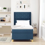 Pat cu somieră vidaXL cu saltea și LED albastru 100x200 cm din țesătură Pat cu somieră vidaXL cu saltea și LED albastru 100x200 cm din țesătură