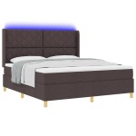 vidaXL Pat cu arcuri cu saltea Maro 180 x 200 cm țesătură vidaXL Pat cu arcuri cu saltea Maro 180 x 200 cm țesătură