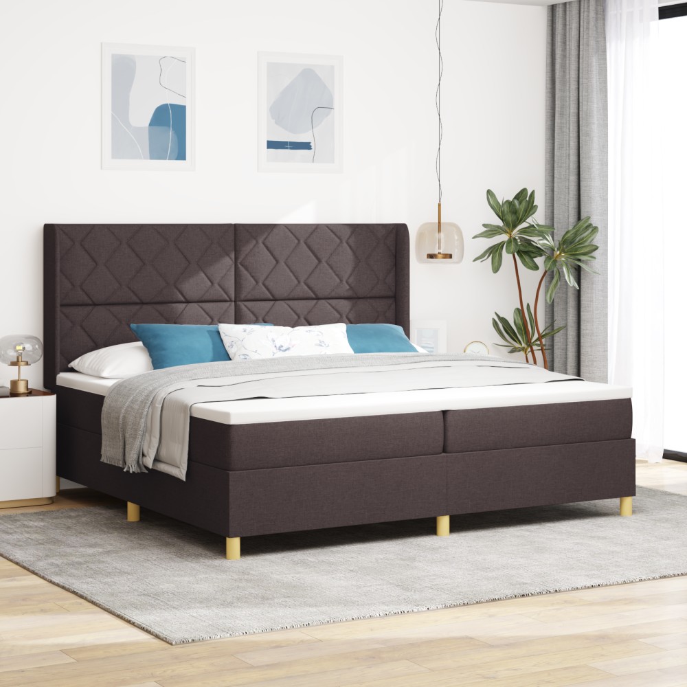 vidaXL Pat cu arcuri cu saltea Maro 200 x 200 cm țesătură