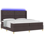 vidaXL Pat cu arcuri cu saltea Maro 200 x 200 cm țesătură vidaXL Pat cu arcuri cu saltea Maro 200 x 200 cm țesătură
