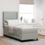 vidaXL Pat cu boxă spring LED și saltea Argyle Gri deschis 80 x 200 cm vidaXL Pat cu boxă spring LED și saltea Argyle Gri deschis 80 x 200 cm