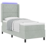 vidaXL Pat cu boxă spring LED și saltea Argyle Gri deschis 80 x 200 cm vidaXL Pat cu boxă spring LED și saltea Argyle Gri deschis 80 x 200 cm