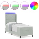 vidaXL Pat cu boxă spring LED și saltea Argyle Gri deschis 80 x 200 cm vidaXL Pat cu boxă spring LED și saltea Argyle Gri deschis 80 x 200 cm