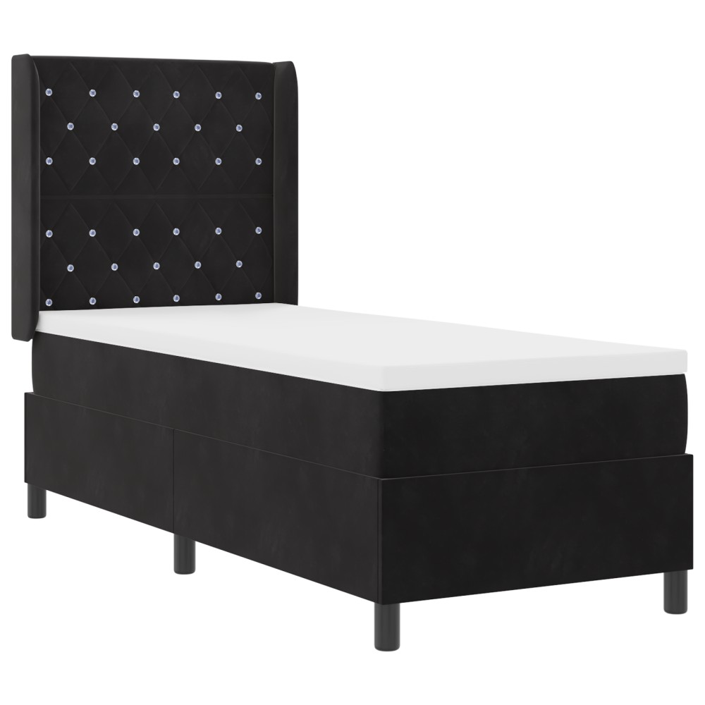 vidaXL Pat cu boxă spring LED și saltea Negru 80 x 200 cm Catifea