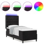 vidaXL Pat cu boxă spring LED și saltea Negru 80 x 200 cm Catifea vidaXL Pat cu boxă spring LED și saltea Negru 80 x 200 cm Catifea