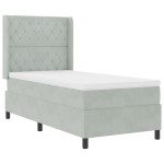vidaXL Pat cu boxă spring LED și saltea Argyle Gri deschis 90 x 190 cm