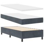 vidaXL Pat cu boxă spring LED și saltea Gri închis 90 x 190 cm Catifea vidaXL Pat cu boxă spring LED și saltea Gri închis 90 x 190 cm Catifea