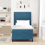 vidaXL Pat cu boxă spring LED și saltea albastru 90 x 190 cm Catifea vidaXL Pat cu boxă spring LED și saltea albastru 90 x 190 cm Catifea