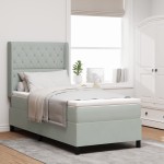 vidaXL Pat cu boxă spring LED și saltea Argyle Gri deschis 90 x 200 cm