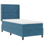 vidaXL Pat cu boxă spring LED și saltea albastru 90 x 200 cm Catifea vidaXL Pat cu boxă spring LED și saltea albastru 90 x 200 cm Catifea