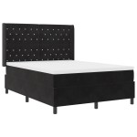 vidaXL Pat cu boxă spring LED și saltea Negru 140 x 190 cm Catifea