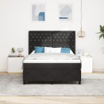 vidaXL Pat cu boxă spring LED și saltea Negru 140 x 200 cm Catifea vidaXL Pat cu boxă spring LED și saltea Negru 140 x 200 cm Catifea