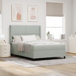 vidaXL Pat cu boxă spring LED și saltea Gri deschis 160 x 200 cm