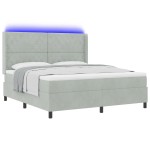 vidaXL Pat cu boxă spring LED și saltea Gri deschis 180 x 200 cm