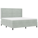 vidaXL Pat cu boxă spring LED și saltea Gri deschis 180 x 200 cm