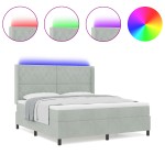 vidaXL Pat cu boxă spring LED și saltea Gri deschis 180 x 200 cm