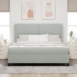 vidaXL Pat cu boxă spring LED și saltea Gri deschis 180 x 200 cm