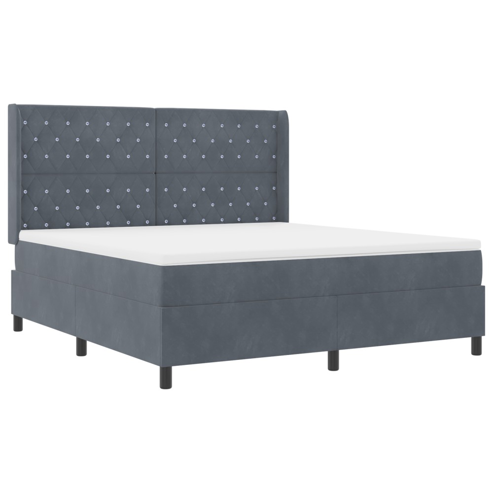 vidaXL Pat cu boxă spring LED și saltea Argyle Gri închis 180 x 200 cm