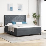 vidaXL Pat cu boxă spring LED și saltea Argyle Gri închis 180 x 200 cm