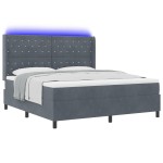 vidaXL Pat cu boxă spring LED și saltea Argyle Gri închis 180 x 200 cm