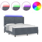 vidaXL Pat cu boxă spring LED și saltea Argyle Gri închis 180 x 200 cm