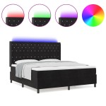 vidaXL Pat cu boxă spring LED și saltea Negru 180 x 200 cm Catifea vidaXL Pat cu boxă spring LED și saltea Negru 180 x 200 cm Catifea