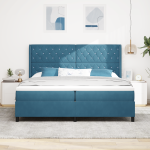 vidaXL Pat cu boxă spring LED și saltea albastru 200 x 200 cm Catifea vidaXL Pat cu boxă spring LED și saltea albastru 200 x 200 cm Catifea