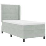 vidaXL Pat cu boxă spring LED și saltea Manual Gri deschis 80 x 200 cm