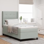 vidaXL Pat cu boxă spring LED și saltea Manual Gri deschis 80 x 200 cm